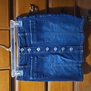 Copper Key Denim Skirt